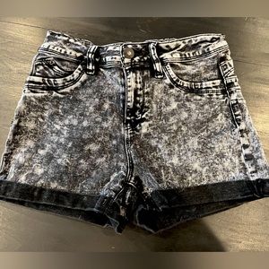 High Waisted Black/Gray Marble Shorts